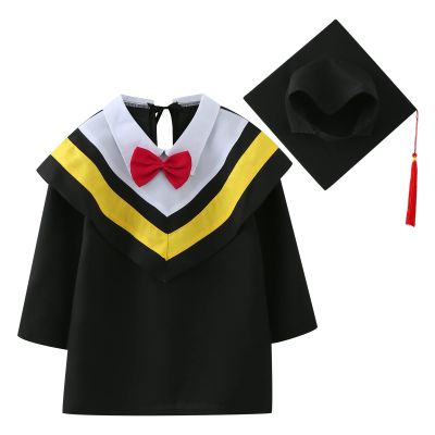 2024 Kindergarten Graduation Cap and Gown Tassel Set for Preschool Toddler (Yellow, 3-4 Years)