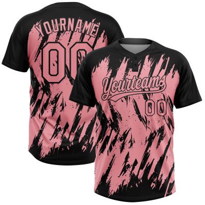 Black Medium Pink Softball Jerseys Personalized Practice Uniform Stitched Name Number, Custom Game Day 2-Button Baseball Tee Shirts for Men Women Youth Boys Girls, Scratch Styles Sports Team Pullover