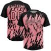 Black Medium Pink Softball Jerseys Personalized Practice Uniform Stitched Name Number, Custom Game Day 2-Button Baseball Tee Shirts for Men Women Youth Boys Girls, Scratch Styles Sports Team Pullover