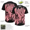 Black Medium Pink Softball Jerseys Personalized Practice Uniform Stitched Name Number, Custom Game Day 2-Button Baseball Tee Shirts for Men Women Youth Boys Girls, Scratch Styles Sports Team Pullover view 2