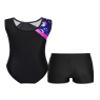 JEATHA Kids Girls Gymnastics Unitard Glitter Dance Leotard Bodysuit with Athletic Shorts Boyshorts Set Training Outfit Navy Blue&Hot Pink 5-6 Years view 2
