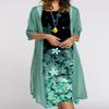 Womens Floral Print Midi Dress with Chiffon Cardigan Set Summer Boho Two Piece Dress Elegant Wedding Guest Dress view 2