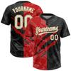 Personalized Black Red Boys Short Sleeve Shirts Softball, Custom Practice T-Shirts for Men Women, Design Scratch Pattern Sports Team Uniforms Stitched Name, Number, Logo Mesh Youth Baseball Jerseys view 1