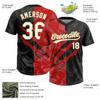 Personalized Black Red Boys Short Sleeve Shirts Softball, Custom Practice T-Shirts for Men Women, Design Scratch Pattern Sports Team Uniforms Stitched Name, Number, Logo Mesh Youth Baseball Jerseys view 2