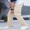 HUNGSON Mens Cargo Pants Drawstring Casual Hiking Pants Joggers Athletic Trousers Cotton Loose Straight Sweatpants for Men Beige view 3
