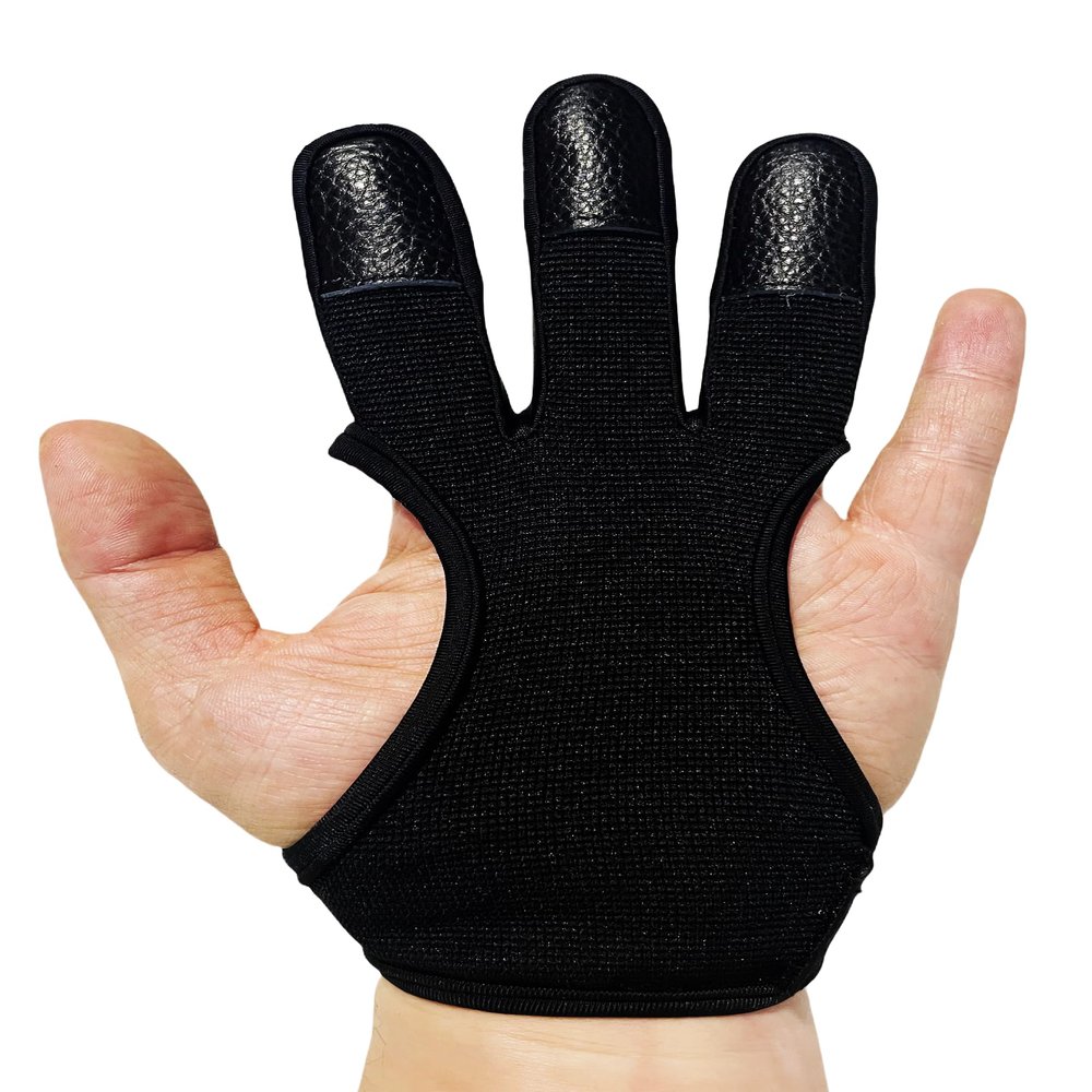 SUJAYU 3 Finger Archery Glove, Leather Fingers Protector Shooting Gloves Archery Protective Gloves, Archery Gloves Men Women, Genesis Bow Glove Archery Accessories (Small)