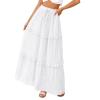 FQFGGYD Flowy Long Skirt for Women Summer Elegant High-Waisted Dress A-Line Skirt Cocktail Wedding Guest Flared Beach Dresses White view 1