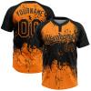 Custom Stitched Softball & Baseball Jerseys Short Sleeve, 2-Button Styles, Personalized for Men Women Youth Kids Novelty Tee Shirts Sports Team Uniforms, Black Orange Paint Splatter Pattern Pullover view 1