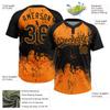 Custom Stitched Softball & Baseball Jerseys Short Sleeve, 2-Button Styles, Personalized for Men Women Youth Kids Novelty Tee Shirts Sports Team Uniforms, Black Orange Paint Splatter Pattern Pullover view 2