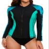 ATTRACO Plus Size Ladies Rash Guard Shirt Zipper Plus Size Swim Jackets Water Shirts Printed 2X view 1