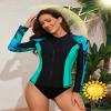 ATTRACO Plus Size Ladies Rash Guard Shirt Zipper Plus Size Swim Jackets Water Shirts Printed 2X view 2