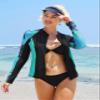 ATTRACO Plus Size Ladies Rash Guard Shirt Zipper Plus Size Swim Jackets Water Shirts Printed 2X view 4