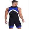 YEAHDOR Men's One Piece Sleeveless Surfing Swimsuit Front Zip Shorty Wetsuit Bodysuit Sun Protection Swimwear Blue X-Large view 2