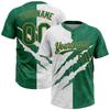 Softball Personalized Stitched Uniform with Two Button Closure Design, White Kelly Green Sports Baseball Game Day T-Shirts, Custom Front and Back Name Number Practice Apparel for Family Friends Clubs view 1