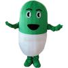 Green Capsules Mascot Costume Adult Size for Men & Women with Built-in Fan Inside the Head view 1