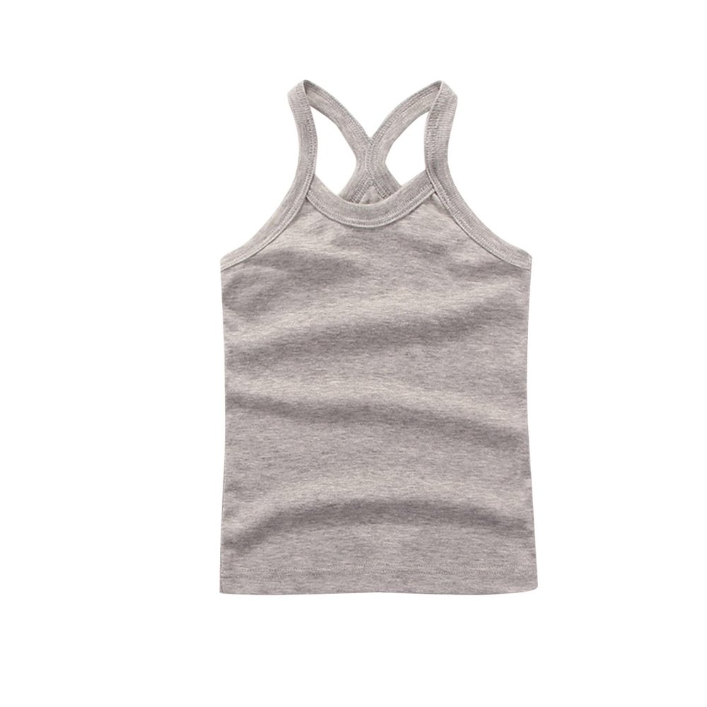 NineFit Basics Toddler Kids Girls Dance Tank Top Racerback Crop Soild Sleeveless Sports Dance Top Ballet Gymnastics (Grey, 4-5 Years)