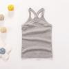 NineFit Basics Toddler Kids Girls Dance Tank Top Racerback Crop Soild Sleeveless Sports Dance Top Ballet Gymnastics (Grey, 4-5 Years) view 2