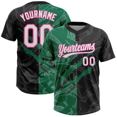 Black and Kelly Green Softball Personalized Stitched Practice Jerseys for Adults and Teens, Custom Team Make Your Own Number Sports Team Uniforms, for Schools, Colleges, Universities and Companies