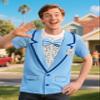 Funny World Blue Tuxedo Shirts for Men Dumb Costume Suit Harry Tux T-Shirt, Medium, Blue view 4