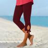ZYXTIM Capri Pants for Women Stretch Capri Leggings for Women 2024 High Waisted Cutout Yoga Capris Lightweight Cozy Cropped Pants Solid Soft Lounge Pajams Pants B-red view 2