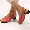 0XBIT Grishay Sandals Womens, Women's Thick-Soled Buckle Wedge Sandals, Elegant Low Chunky Heel Comfy Sandals (Brown,9) view 2