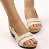 0XBIT Grishay Sandals Womens, Women's Thick-Soled Buckle Wedge Sandals, Elegant Low Chunky Heel Comfy Sandals (Brown,9) view 3