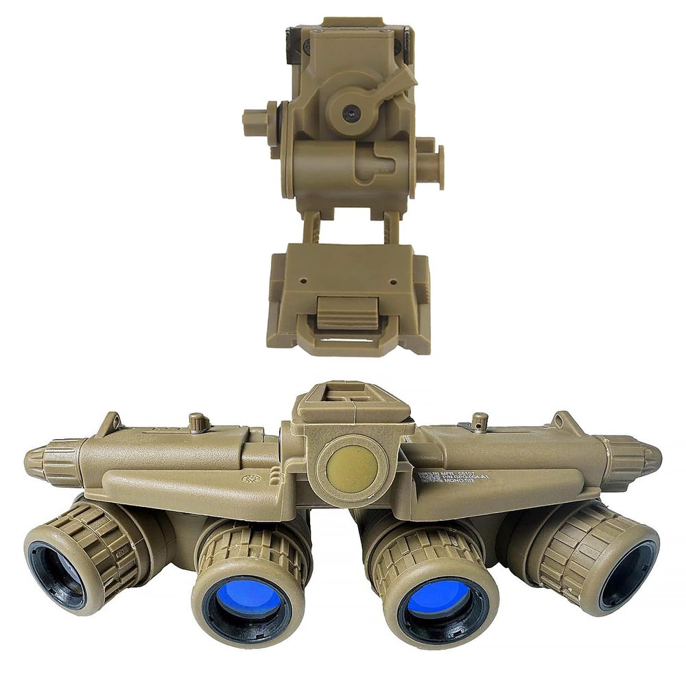 GPNVG 18 Dummy Model Night Vision Goggles - Non-Functional Four-Tube Binocular Prop with NVG Mount for Tactical Helmet and Cosplay (Tan)