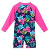 Girls Long Sleeve Rashguard One Piece Swimsuits UPF50+ Sun Protective Flower Zipper Swimwear S337_NavyFlower_92/98 view 2