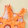 Infant Rainbow Wear Printed Summer Girls Baby Beach Bathing Swimwear Ruffles Sleeveless Swimsuit (Yellow, 0-6 Months) view 4