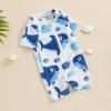 Hnyenmcko Infant Baby Boy Girls Rash Guard Swimsuit Short Sleeve Zipper Bathing Suit Toddler One Piece Swimwear Sunsuit (Wh-Sky Blue C, 18-24 Months) view 2