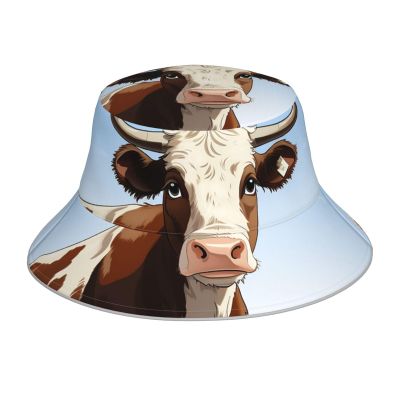 Animal Cow Bucket Hat for Women Men Reflective Bucket Hats Beach Summer Sun Hat Travel Fisherman Cap Black