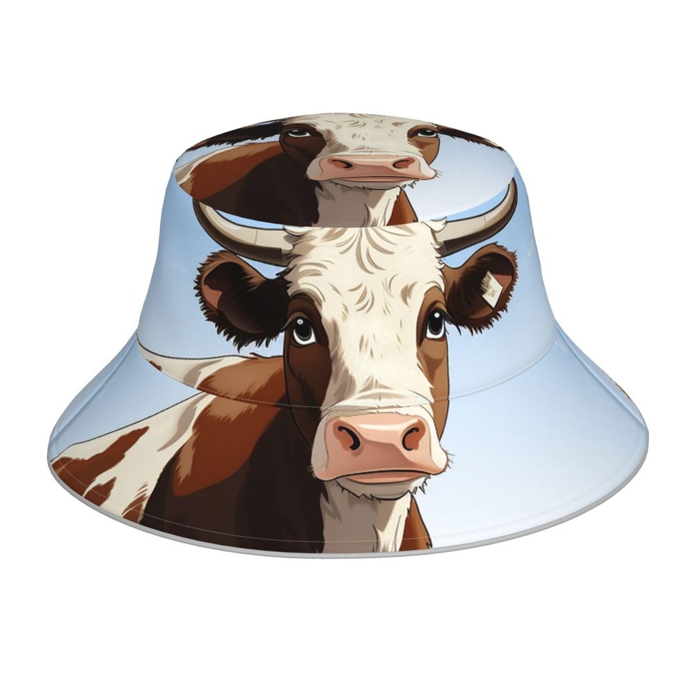 Animal Cow Bucket Hat for Women Men Reflective Bucket Hats Beach Summer Sun Hat Travel Fisherman Cap Black