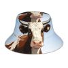 Animal Cow Bucket Hat for Women Men Reflective Bucket Hats Beach Summer Sun Hat Travel Fisherman Cap Black view 1