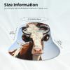 Animal Cow Bucket Hat for Women Men Reflective Bucket Hats Beach Summer Sun Hat Travel Fisherman Cap Black view 2