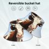 Animal Cow Bucket Hat for Women Men Reflective Bucket Hats Beach Summer Sun Hat Travel Fisherman Cap Black view 3