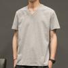 Generic Men's V Neck T Shirts Cotton Lightweight Short Sleeve Gym Workout Tops Casual Stylish Fitted Stretch Tees for Men (3X-Large,Grey) view 2