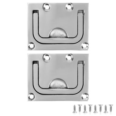 GANGUOLA Heavy Duty Flush Lifting Handle Ring Pull for Boat Deck Hatch, 316 Stainless Steel, 3 X 2.25 inch, with Screws(Pack of 2)