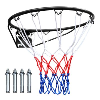 MIUDGIG 18" Basketball Rim Replacement, Heavy Duty Basketball Hoop Rim and Net, Universal Professional Solid Steel Backboard Rims Fits In-Ground & Wall-Mounted Basketball Hoops, Indoor/Outdoor (Black)