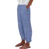 Cropped Pants for Women Petite Women's Summer Casual Linen Pants Elastic Waist Loose Fit Straight Leg Crop Pants Beach Trousers with Pockets Royal Blue Womens Sweatpants Petite Tall view 1