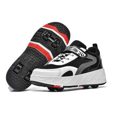 kydjfkd Shoes with Wheels for Boys Girls,2 in 1 Roller Skates,Skateboard Shoes,4 Wheel Roller Skates Running Shoes Hidden Rear Wheel-B||42