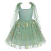 Baby Girls Birthday Party Dress Sleeveless Bowknot Spaghetti Straps Floral Embroidered Tulle Tutu Baby Flower Girl Dress Toddler Kids Formal Party Princess Dress Green 2-3Y view 1