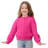 Girls' Cardigan with Button Loose Long Sleeve Shrug Sweaters Cropped Uniforms Kids Knit Sweater Outerwear Hot Pink 5-6 Years view 1