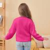 Girls' Cardigan with Button Loose Long Sleeve Shrug Sweaters Cropped Uniforms Kids Knit Sweater Outerwear Hot Pink 5-6 Years view 2