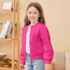 Girls' Cardigan with Button Loose Long Sleeve Shrug Sweaters Cropped Uniforms Kids Knit Sweater Outerwear Hot Pink 5-6 Years view 4