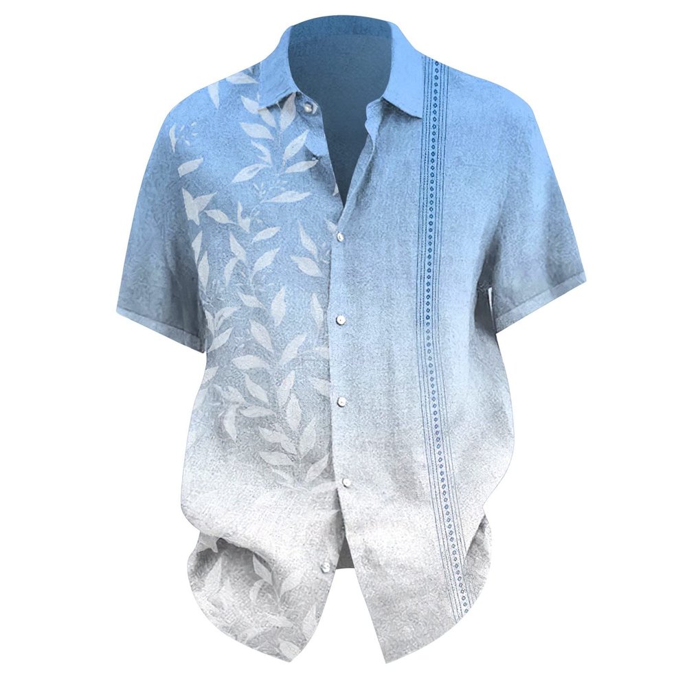 NineFit Basics Men's Floral Shirts Button Down Tropical Holiday Beach Shirts Men Undershirts Long Sleeve (Light Blue, XXL), XX-Large
