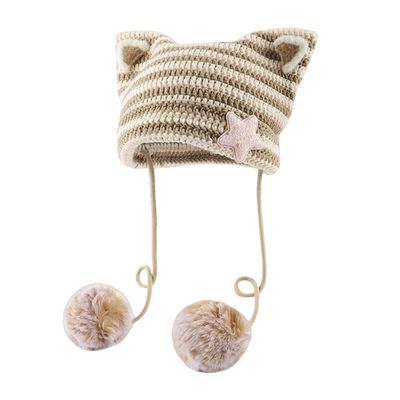 Crochet Hats for Women Vintage Beanies Women Fox Hat Grunge Goth Beanies Hat Y2K Accessories Slouchy Beanies Brown