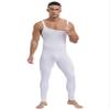 Oyolan Mens Spandex Bodysuit Sleeveless Unitard Dance Leotard Bodysuit for Workout Fitness White X-Large view 3
