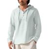 Mens Cotton Linen Hoodies Long Sleeve V Neck Button Down Hooded Shirt Sun Protection Lightweight Beach Shirt, Polo Shirt for Men T Shirts Mens Golf Shirts Hawaiian Shirt(Mint Green,3X-Large) view 1