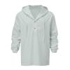 Mens Cotton Linen Hoodies Long Sleeve V Neck Button Down Hooded Shirt Sun Protection Lightweight Beach Shirt, Polo Shirt for Men T Shirts Mens Golf Shirts Hawaiian Shirt(Mint Green,3X-Large) view 3