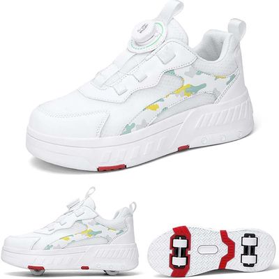 kydjfkd Shoes with 4 Wheels,2 in 1 Multifunctional Roller Skates, Skateboard Shoes, Trainers, Roller Shoes for Teenagers, Boys Girls Gift -B||34 EU